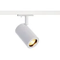 1-Projecteur monophasé ENOLA B TRACK cylindrique, pivotant à la cardan GU10 IP20, blanche gradable