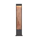 SLV Luminaire d'allées FLATT POLE 100CM IP65, anthrazit, marron, bois 