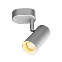 SLV Luminaire de plafond NOBILO I LED à 1 flamme, cylindrique, pivotant à la cardan, gris argent gradable