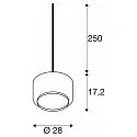 Pendant luminaire PANTILO 28, E27, open cable end, chrome