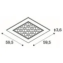 SLV Plafonnier encastré LED PAVONO 600x600 UGR < 19, avec grille IP20