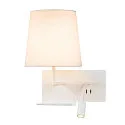 SLV LED Wall luminaire SOMNILA FLEX Indoor, E27, mit LED Spot 65lm, 3000K, white, incl. USB port, Spot left