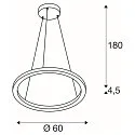 SLV LED Pendant luminaire ONE 60 PD PHASE UP/DOWN, CCT switch, 2700/3000K, 410/415lm, black