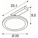 LED 1-phase spot PANEL TRACK, round, 20cm, 18W, 3000K, black