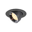 LED Ceiling recessed luminaire NUMINOS® GIMBLE XS, 3000K, 40°, black/chrome