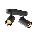 wall and ceiling luminaire ASTO TUBE CW DOUBLE 2 flames, long, cardanic swivelling GU10 IP20, black dimmable