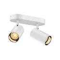 SLV Applique et plafonnier ASTO TUBE CW DOUBLE à 2 flammes, langue, pivotant à la cardan GU10 IP20, blanche gradable