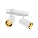 SLV Applique et plafonnier ASTO TUBE CW DOUBLE à 2 flammes, langue, pivotant à la cardan GU10 IP20, blanche gradable