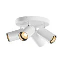 SLV Applique et plafonnier ASTO TUBE CW QUADRUPLE 4 flammes, rond, pivotant à la cardan GU10 IP20, blanche gradable