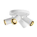 SLV Applique et plafonnier ASTO TUBE CW QUADRUPLE 4 flammes, rond, pivotant à la cardan GU10 IP20, blanche gradable