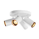 SLV Applique et plafonnier ASTO TUBE CW QUADRUPLE 4 flammes, rond, pivotant à la cardan GU10 IP20, blanche gradable
