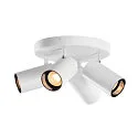 SLV Applique et plafonnier ASTO TUBE CW QUADRUPLE 4 flammes, rond, pivotant à la cardan GU10 IP20, blanche gradable
