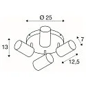 SLV Applique et plafonnier ASTO TUBE CW QUADRUPLE 4 flammes, rond, pivotant à la cardan GU10 IP20, blanche gradable