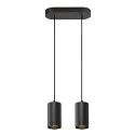 pendant luminaire ASTO TUBE 2 flames, rigid, long GU10 IP20, black dimmable