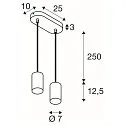 SLV pendant luminaire ASTO TUBE 2 flames, rigid, long GU10 IP20, white dimmable