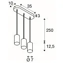 SLV pendant luminaire ASTO TUBE 3 flames, rigid, long GU10 IP20, black dimmable