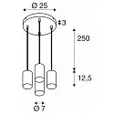 SLV pendant luminaire ASTO TUBE 4 flames, round, rigid GU10 IP20, black dimmable