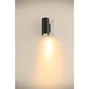 SLV wall luminaire ASTO TUBE down, 1 flame, cylindrical, rigid GU10 IP20, black dimmable