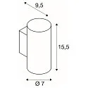 SLV wall luminaire ASTO TUBE down, 1 flame, cylindrical, rigid GU10 IP20, white dimmable