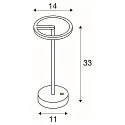 SLV battery table lamp VINOLINA ONE with touch dimmer, ring shape, with charging station IP54, rust dimmable