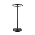SLV battery table lamp VINOLINA ONE with touch dimmer, ring shape, with charging station IP54, black dimmable