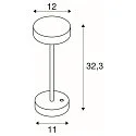 SLV battery table lamp VINOLINA 2-CCT 2-fold, cylindrical, CCT Switch, with touch dimmer, with charging station IP54, white dimmable