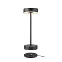 SLV battery table lamp VINOLINA 2-CCT 2-fold, cylindrical, CCT Switch, with touch dimmer, with charging station IP54, black dimmable