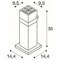 SLV socket luminaire S-CUBE 35 square, CCT Switch, tiltable IP65, anthracite dimmable