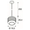 SLV pendant luminaire PANTILO ROPE 20 E27 IP20, silver dimmable