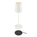 SLV battery table lamp VINOLINA TWO 3-CCT 3-fold, CCT Switch, with touch dimmer, conical, with charging station IP65, white dimmable