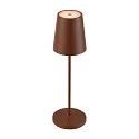 SLV battery table lamp VINOLINA TWO 3-CCT 3-fold, CCT Switch, with touch dimmer, conical, with charging station IP65, rust dimmable
