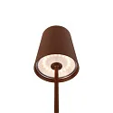 SLV battery table lamp VINOLINA TWO 3-CCT 3-fold, CCT Switch, with touch dimmer, conical, with charging station IP65, rust dimmable