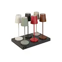 SLV battery table lamp VINOLINA TWO 3-CCT 3-fold, CCT Switch, with touch dimmer, conical, with charging station IP65, rust dimmable