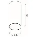 SLV Downlight KAMI CL SINGLE cylindrique, rigide, version pour montage en surface GU10 IP20, noir, blanc mat gradable
