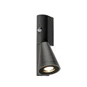 Luminaire mural d’extérieur T-TUBE SINGLE avec capteur GU10 IP44, noir, laqué gradable