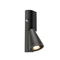 SLV Luminaire mural d’extérieur T-TUBE SINGLE avec capteur GU10 IP44, noir, laqué gradable