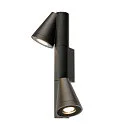 Luminaire mural d’extérieur T-TUBE DOUBLE GU10 IP65, noir, laqué gradable