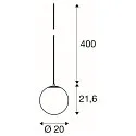 SLV pendant luminaire SUN 20 with open cable, ball shaped E27 IP20, dimmable