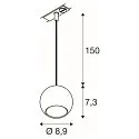 SLV 1- Luminaire à suspension monophasé LIGHT EYE® 90 GU10 IP20, blanche gradable