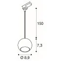 Luminaire suspendu triphasé LIGHT EYE® 90 Bas, en forme de boule GU10 IP20, noir mat gradable