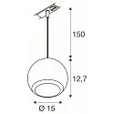 SLV 1- Luminaire à suspension monophasé LIGHT EYE® 150 GU10 IP20, noir gradable