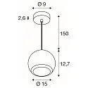 SLV Luminaire à suspension LIGHT EYE® 150 GU10 IP20, noir gradable