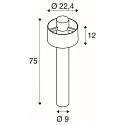 SLV outdoor floor lamp PHOTONI CYL POLE 75 cylindrical, impact resistant E27 IP65, rust dimmable