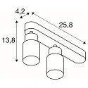 SLV wall and ceiling luminaire PURI 2.0 - TUBE 2 flames, asymmetrical GU10 IP20, grey dimmable