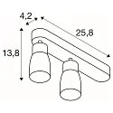 SLV wall and ceiling luminaire PURI 2.0 - DOME 2 flames, asymmetrical GU10 IP20, grey dimmable
