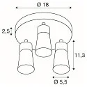 Applique et plafonnier PURI 2.0 - CONE 3 flammes, rond GU10 IP20, or, noir gradable