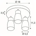 SLV wall and ceiling luminaire PURI 2.0 - DOME 3 flames, round GU10 IP20, grey dimmable