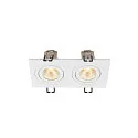 SLV Plafonnier encastré NEW TRIA® 155 PHASE à 2 flammes, rigide, carré IP20, blanche gradable
