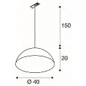 SLV 1- Luminaire à suspension monophasé FORCHINI M 40 TRACK E27 IP20, noir gradable