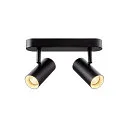 Applique et plafonnier NOBLO® DOUBLE PHASE à 2 flammes, rond IP20, noir gradable